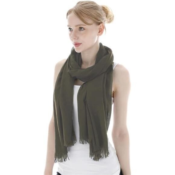 Linen Scarf for Women Lightweight Brown - Picture 4 of 7